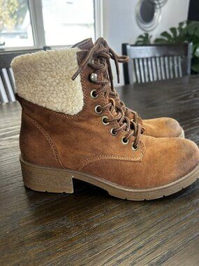 Mossimo Supply Co. Brown Fur Combat Boots